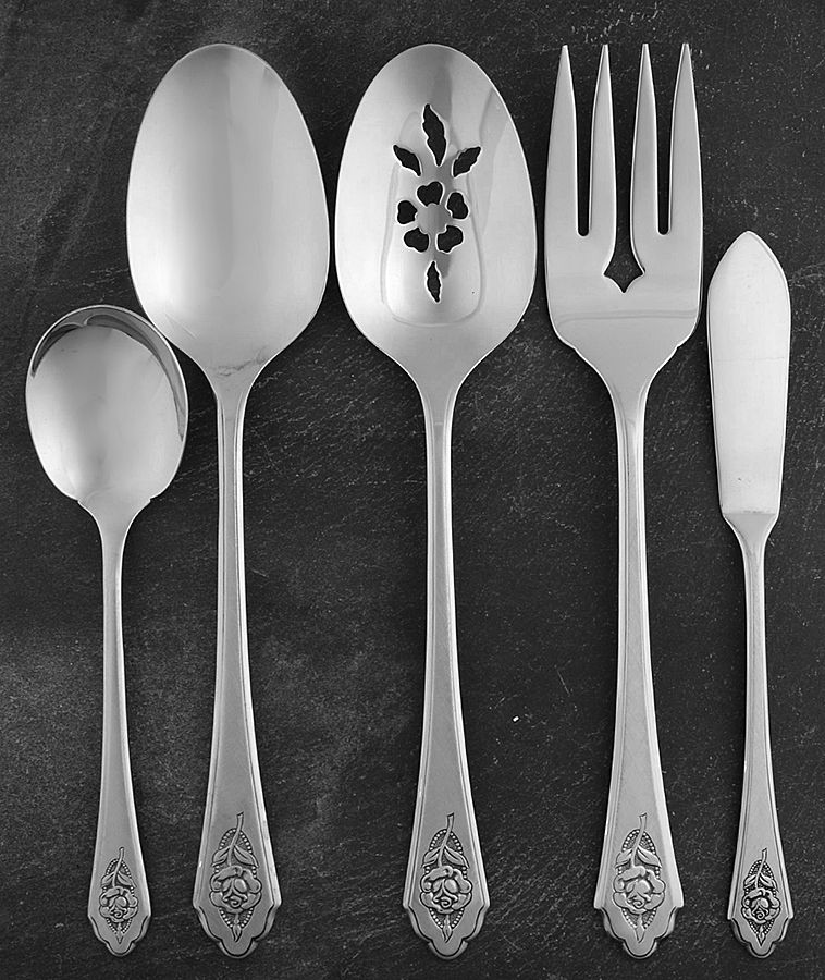 Sentimental Rose (Stainless) 5 Piece Hostess Set by Oneida Silver-1