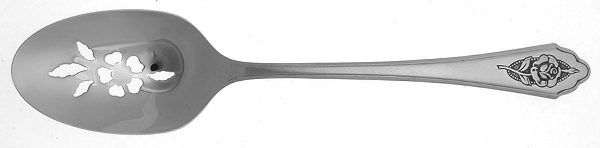 Sentimental Rose (Stainless) Pierced Tablespoon (Serving Spoon) by Oneida Silver-1