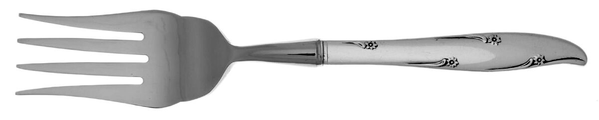 Silver Flower (Silverplate, 1960) Cold Meat Fork Large, Stainless Tines HC by Oneida Silver-1