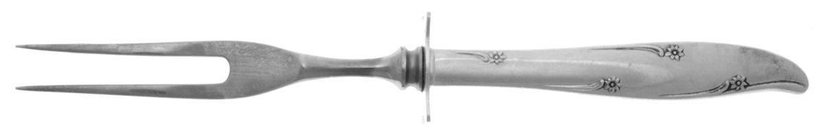 Silver Flower (Silverplate, 1960) Small Steak Carving Fork with Stainless Prongs by Oneida Silver-1