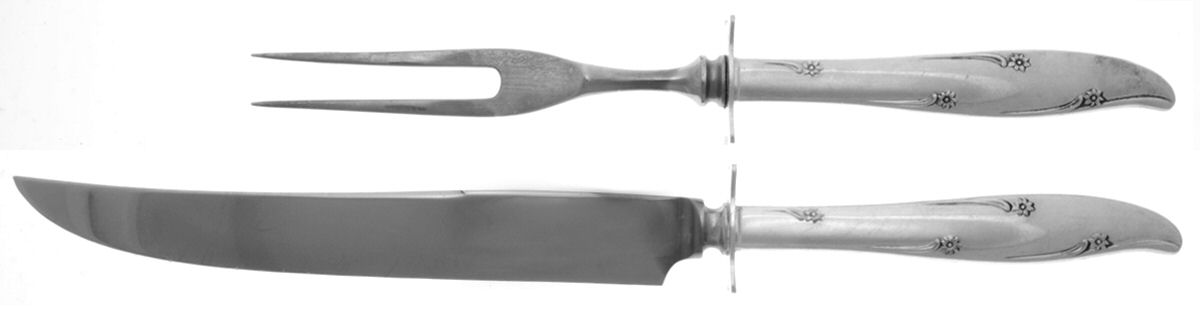 Silver Flower (Silverplate, 1960) Small Stainless Blade 2-Piece Steak Carving Set by Oneida Silver-1