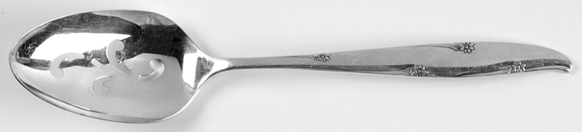 Silver Flower (Silverplate, 1960) Pierced Tablespoon (Serving Spoon) by Oneida Silver-1