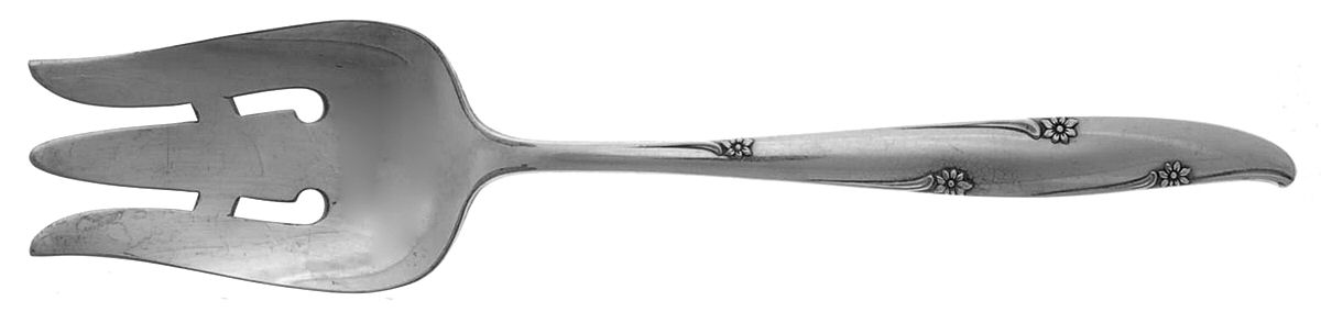 Silver Flower (Silverplate, 1960) Medium Solid Cold Meat Serving Fork by Oneida Silver-1