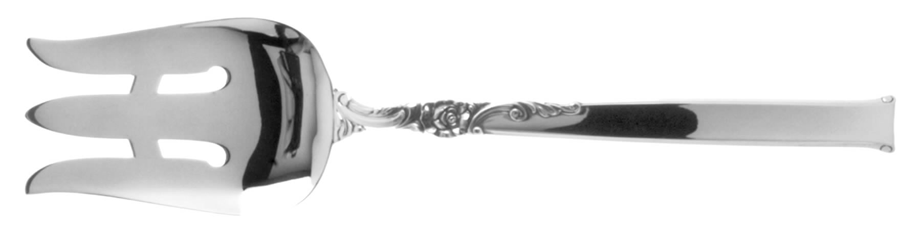 Silver Rose (Sterling, 1956) Medium Solid Cold Meat Serving Fork by Oneida Silver-1