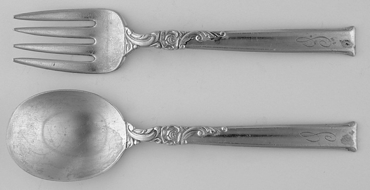 Silver Rose (Sterling, 1956) 2 Pc Baby Set (BF, BS) by Oneida Silver-1