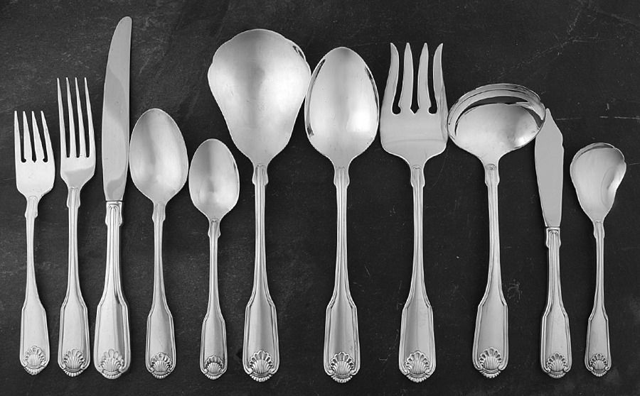 Silver Shell (Silverplate, 1978) 46 Piece Estate Set by Oneida Silver-1