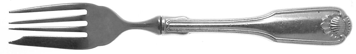 Silver Shell (Silverplate, 1978) Individual Hollow Fish Fork, Stainless Tines by Oneida Silver-1