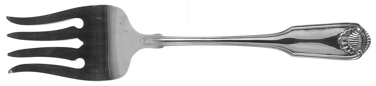 Silver Shell (Silverplate, 1978) Medium Solid Cold Meat Serving Fork by Oneida Silver-1