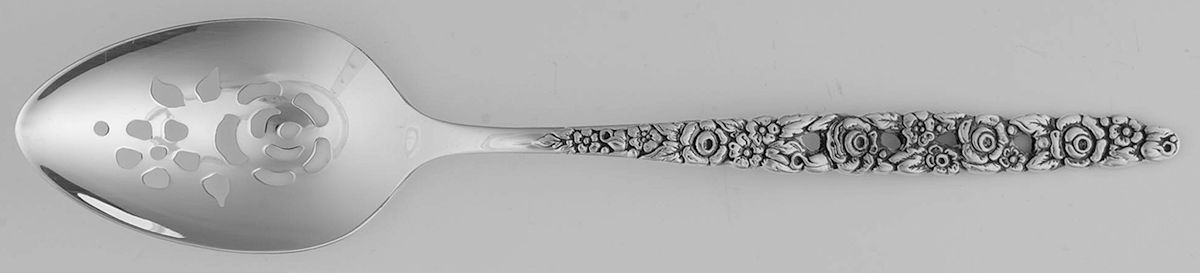Silver Valentine (Silverplate, 1973) Pierced Tablespoon (Serving Spoon) by Oneida Silver-1