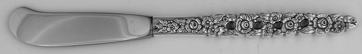 Silver Valentine (Silverplate, 1973) Butter Spreader Hollow Hdl-Paddle/Stainless Blade by Oneida Silver-1
