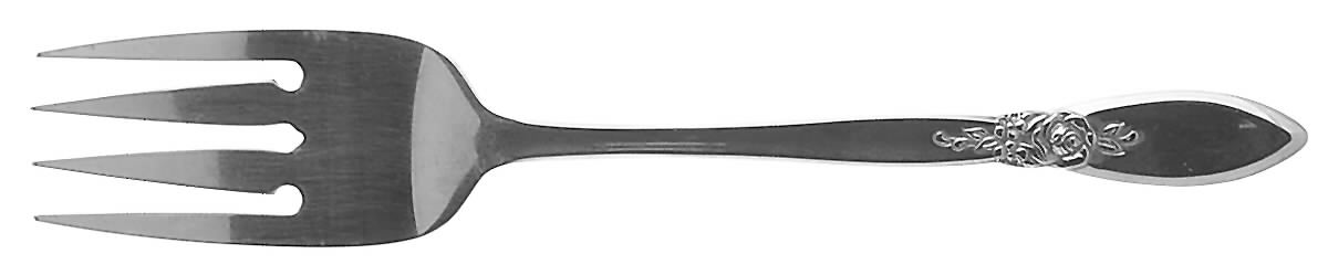 Spring Rose (Stainless) Medium Solid Cold Meat Serving Fork by Oneida Silver-1