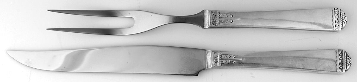 Surf Club (Silverplate, 1938) Small Stainless Blade 2-Piece Steak Carving Set by Oneida Silver-1