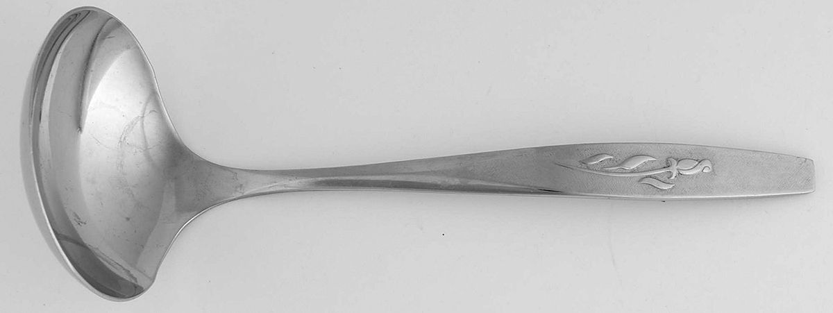 Tender Rose (Stainless) Solid Gravy Ladle by Oneida Silver-1