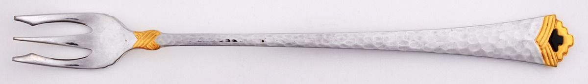 Tesoro-Black (Stainless, Gold Accent) Cocktail/Seafood Fork by Oneida Silver-1
