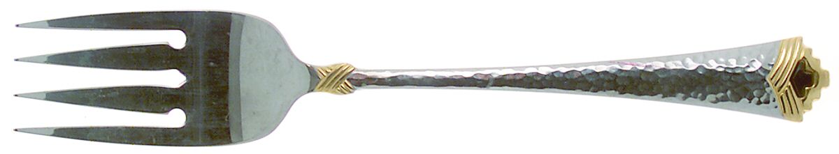 Tesoro-Black (Stainless, Gold Accent) Medium Solid Cold Meat Serving Fork by Oneida Silver-1