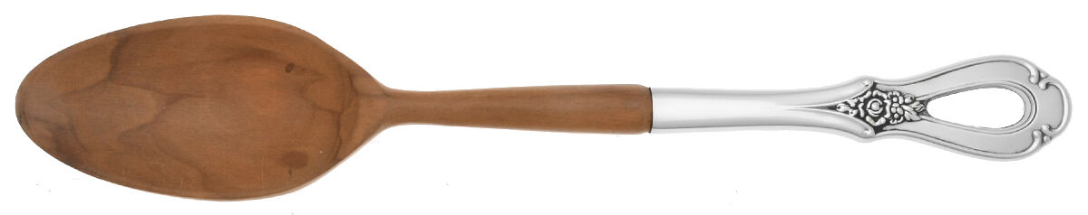 Toujours (Stainless) Salad Serving Spoon with Wooden Bowl HC by Oneida Silver-1