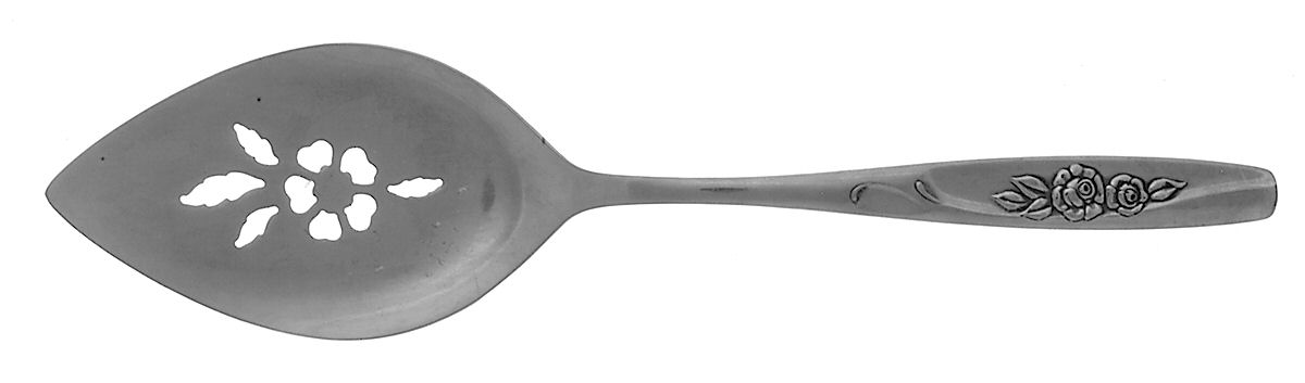 Twin Rose (Stainless) Pierced All Stainless Pie Server by Oneida Silver-1
