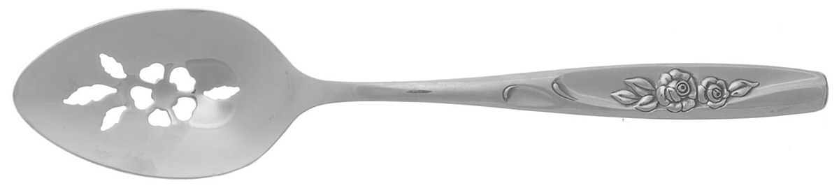 Twin Rose (Stainless) Pierced Tablespoon (Serving Spoon) by Oneida Silver-1
