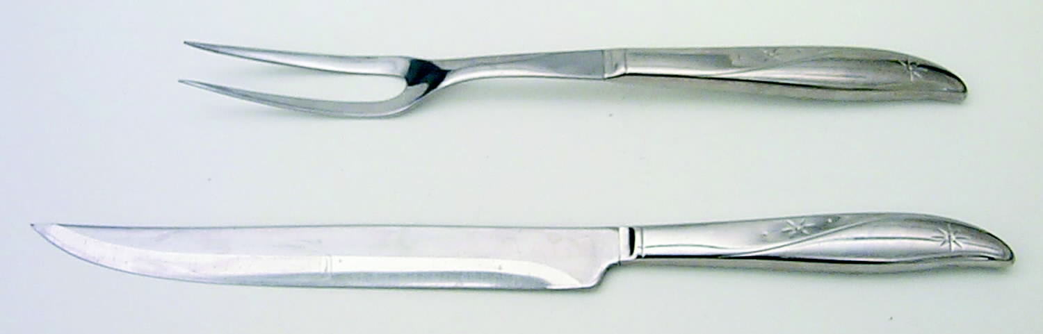 Twin Star (Stainless) Large 2-Piece Roast Carving Set w/Stainless Blade by Oneida Silver-1