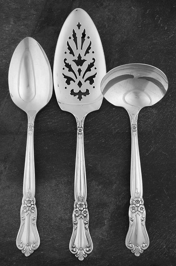 Valley Rose (Silverplate, 1956) 3 Piece Completer Set by Oneida Silver-1