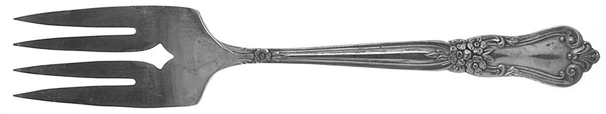 Valley Rose (Silverplate, 1956) Medium Solid Cold Meat Serving Fork by Oneida Silver-1