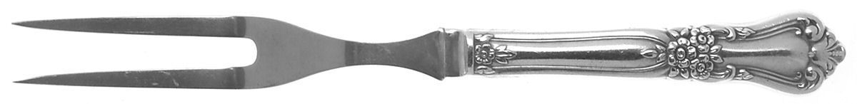 Valley Rose (Silverplate, 1956) Small Steak Carving Fork with Stainless Prongs by Oneida Silver-1