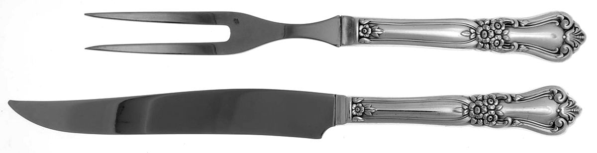 Valley Rose (Silverplate, 1956) Small Stainless Blade 2-Piece Steak Carving Set by Oneida Silver-1