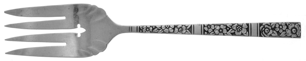 Venetian Garden (Silverplate, 1971) Medium Solid Cold Meat Serving Fork by Oneida Silver-1