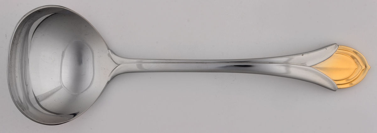 Venetian Gold (Stainless, Gold Accent) Solid Gravy Ladle by Oneida Silver-1