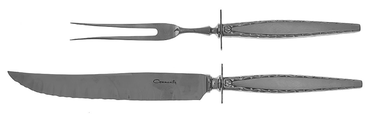Venetia (Stainless) Large 2-Piece Roast Carving Set w/Stainless Blade by Oneida Silver-1