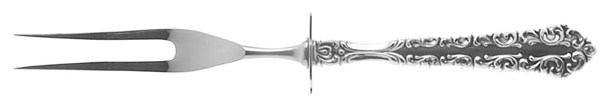 Venetian Scroll (Sterling, 1970) Small Steak Carving Fork with Stainless Prongs by Oneida Silver-1