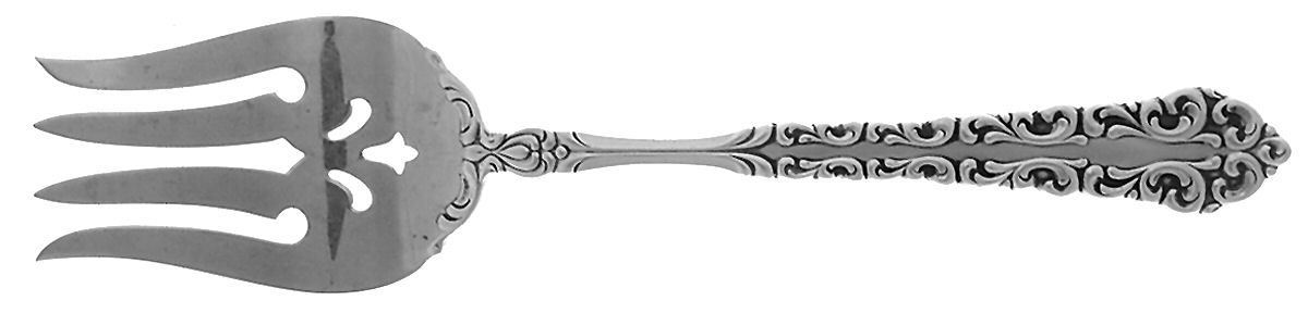 Venetian Scroll (Sterling, 1970) Medium Solid Cold Meat Serving Fork by Oneida Silver-1