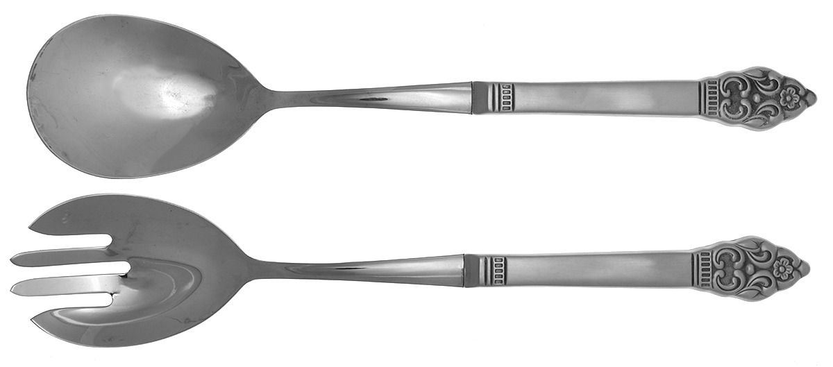 Vinland (Stainless) 2 Pc Salad Set with Stainless Bowl by Oneida Silver-1