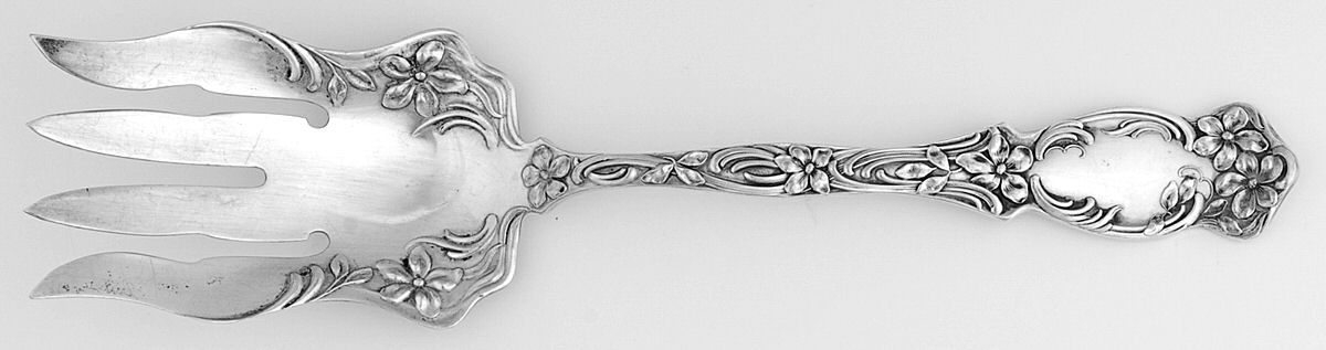 Violet (Slvp, 1905, SL & GH Rogers, No Monograms) Large Solid Fish Serving Fork by Oneida Silver-1