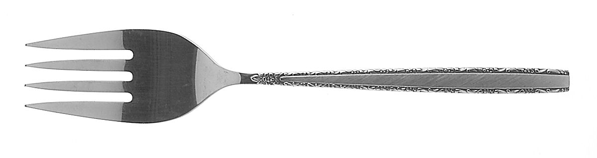 Via Roma (Stainless) Medium Solid Cold Meat Serving Fork by Oneida Silver-1