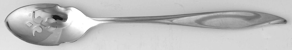 Vivant (Sterling, 1961) Short Handled Olive Spoon with Pierced Bowl by Oneida Silver-1