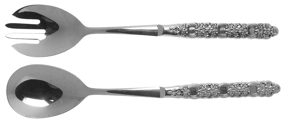 Viola-Voila (Stainless) 2 Pc Salad Set with Stainless Bowl by Oneida Silver-1