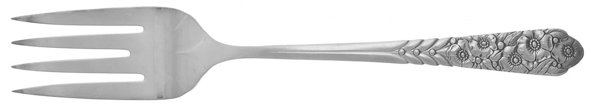 Ward Bouquet (Silverplate, 1936) Medium Solid Cold Meat Serving Fork by Oneida Silver-1
