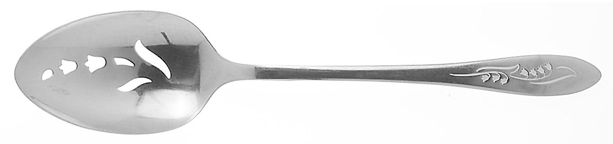 White Lily (Stainless) Pierced Tablespoon (Serving Spoon) by Oneida Silver-1