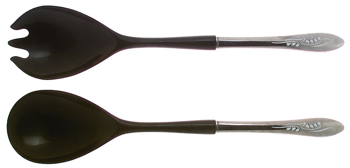 White Lily (Stainless) Plastic Bowl 2-Piece Salad Set by Oneida Silver-1