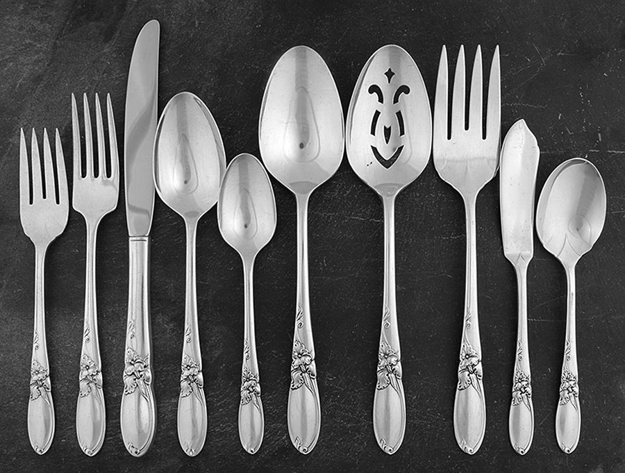 White Orchid (Silverplate, 1953) 45 Piece Starter Set by Oneida Silver-1