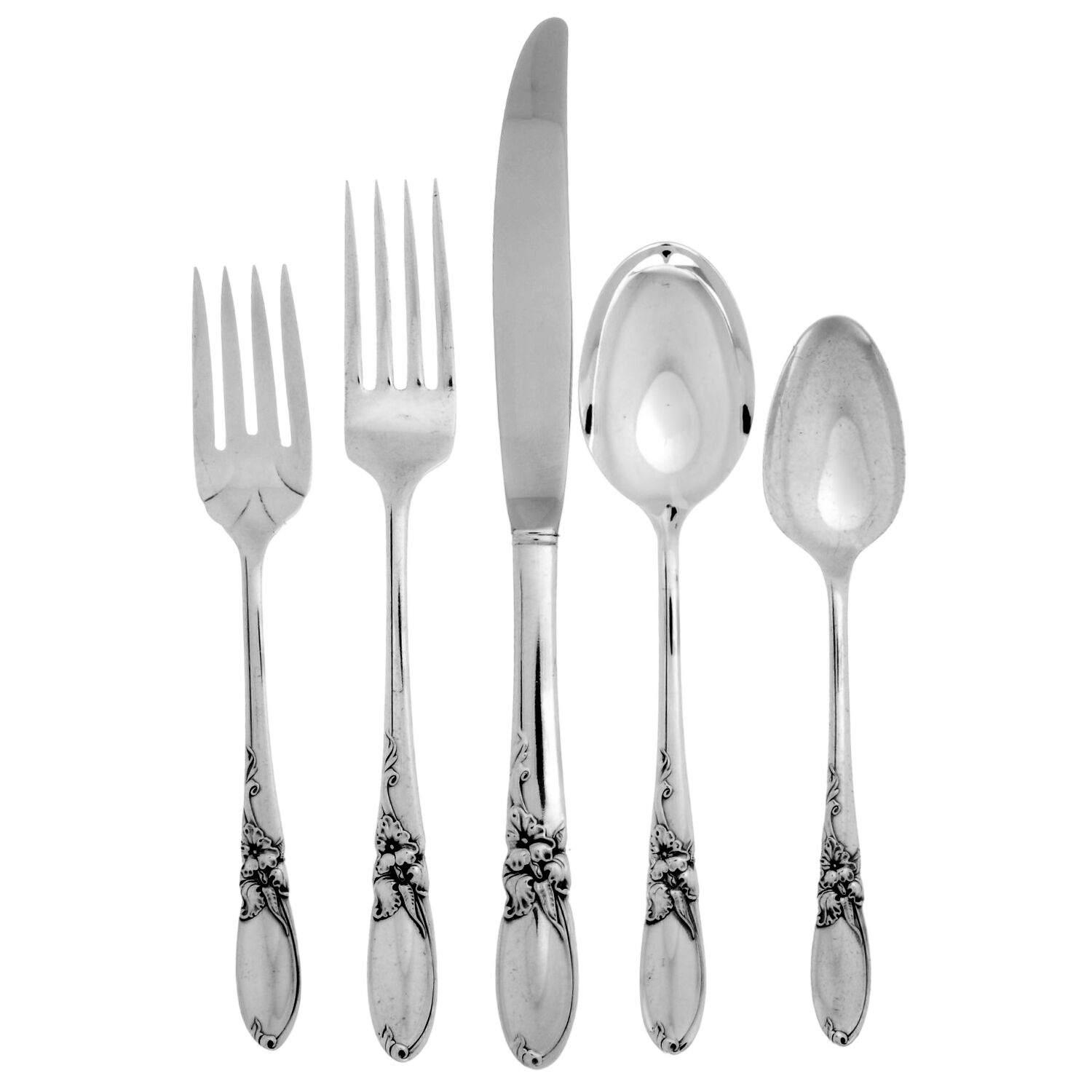 White Orchid (Silverplate, 1953) 40 Piece Estate Set by Oneida Silver-1