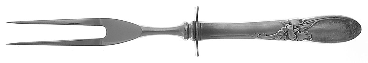 White Orchid (Silverplate, 1953) Large Stainless-Prong Roast Carving Fork by Oneida Silver-1