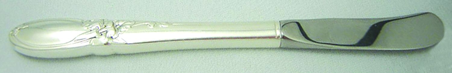 White Orchid (Silverplate, 1953) Butter Spreader Hollow Hdl-Paddle/Stainless Blade by Oneida Silver-1