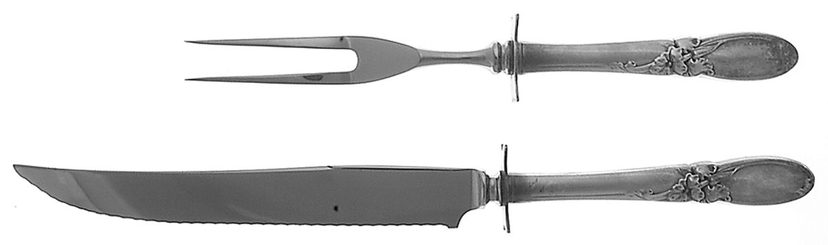 White Orchid (Silverplate, 1953) Small Stainless Blade 2-Piece Steak Carving Set by Oneida Silver-1