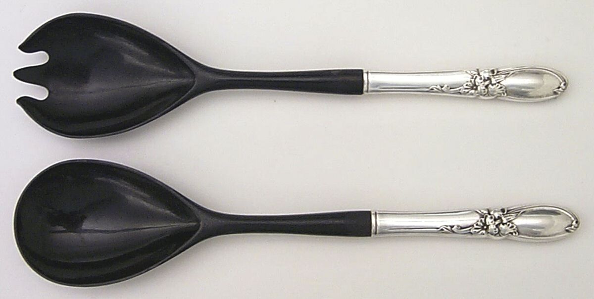 White Orchid (Silverplate, 1953) Plastic Bowl 2-Piece Salad Set by Oneida Silver-1