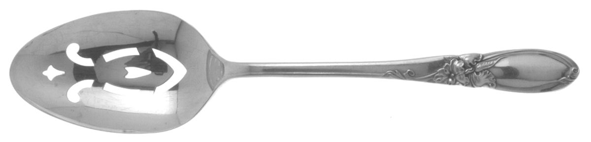 White Orchid (Silverplate, 1953) Pierced Tablespoon (Serving Spoon) by Oneida Silver-1