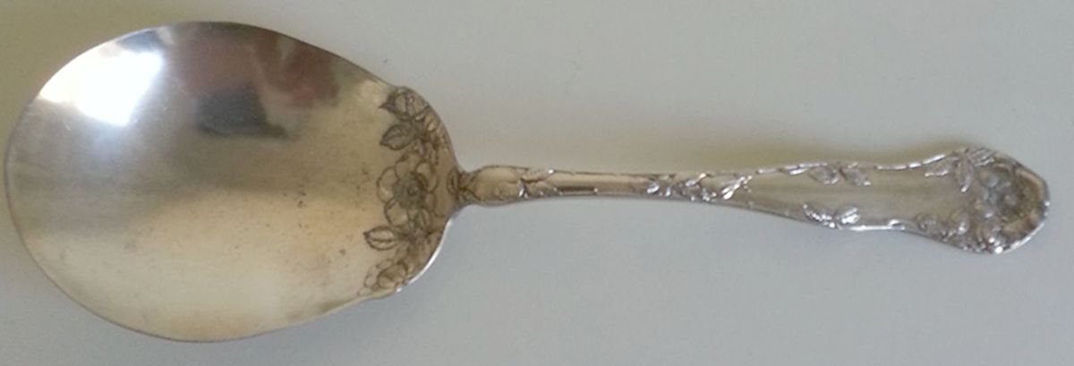 Wild Rose (Silverplate, 1904) Solid Smooth Casserole Spoon by Oneida Silver-1