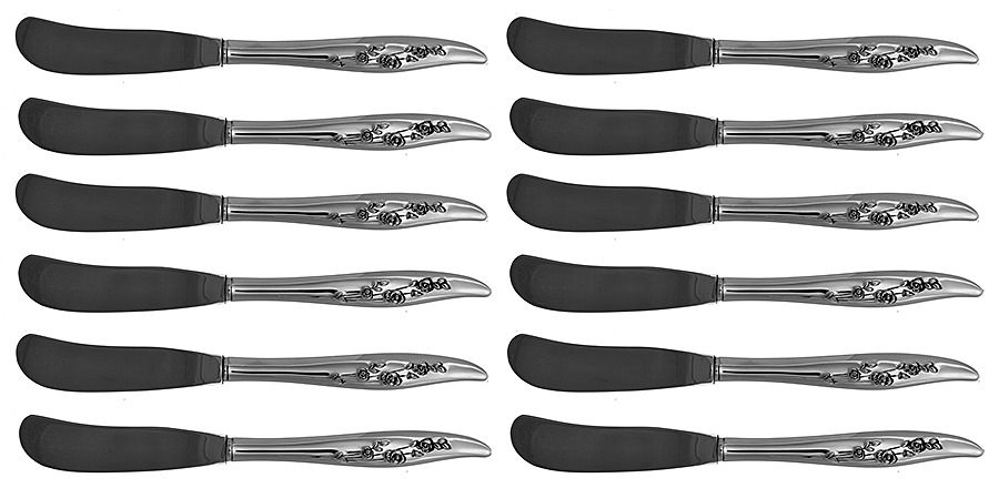 Young Love (Sterling, 1958) Hollow Handle Paddle Butter Spreader - Set of 12 by Oneida Silver-1