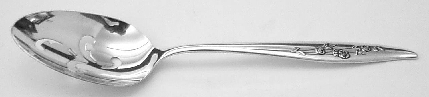 Young Love (Sterling, 1958) Pierced Tablespoon (Serving Spoon) by Oneida Silver-1